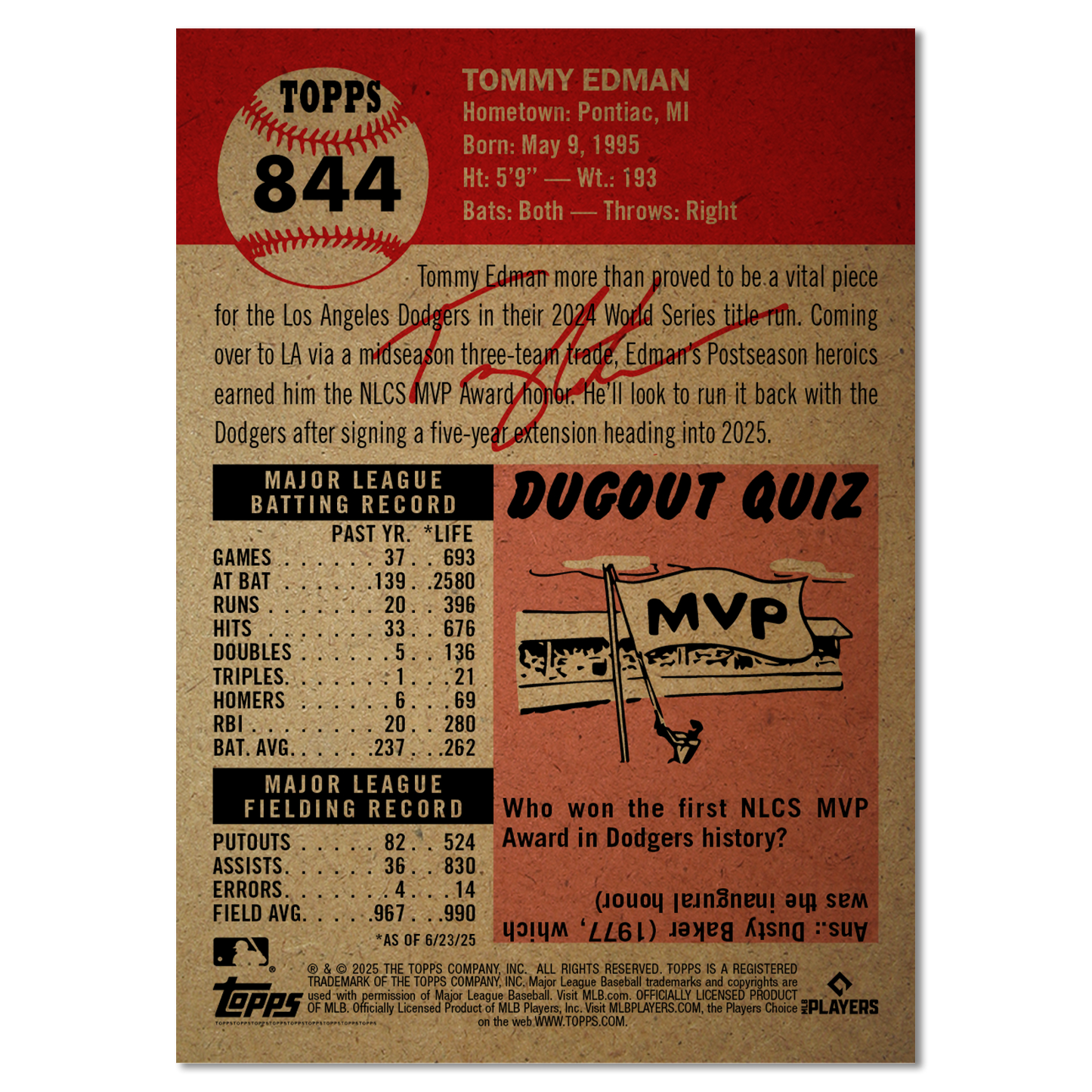 Tommy Edman - 2025 MLB® Living Set® - Card 844