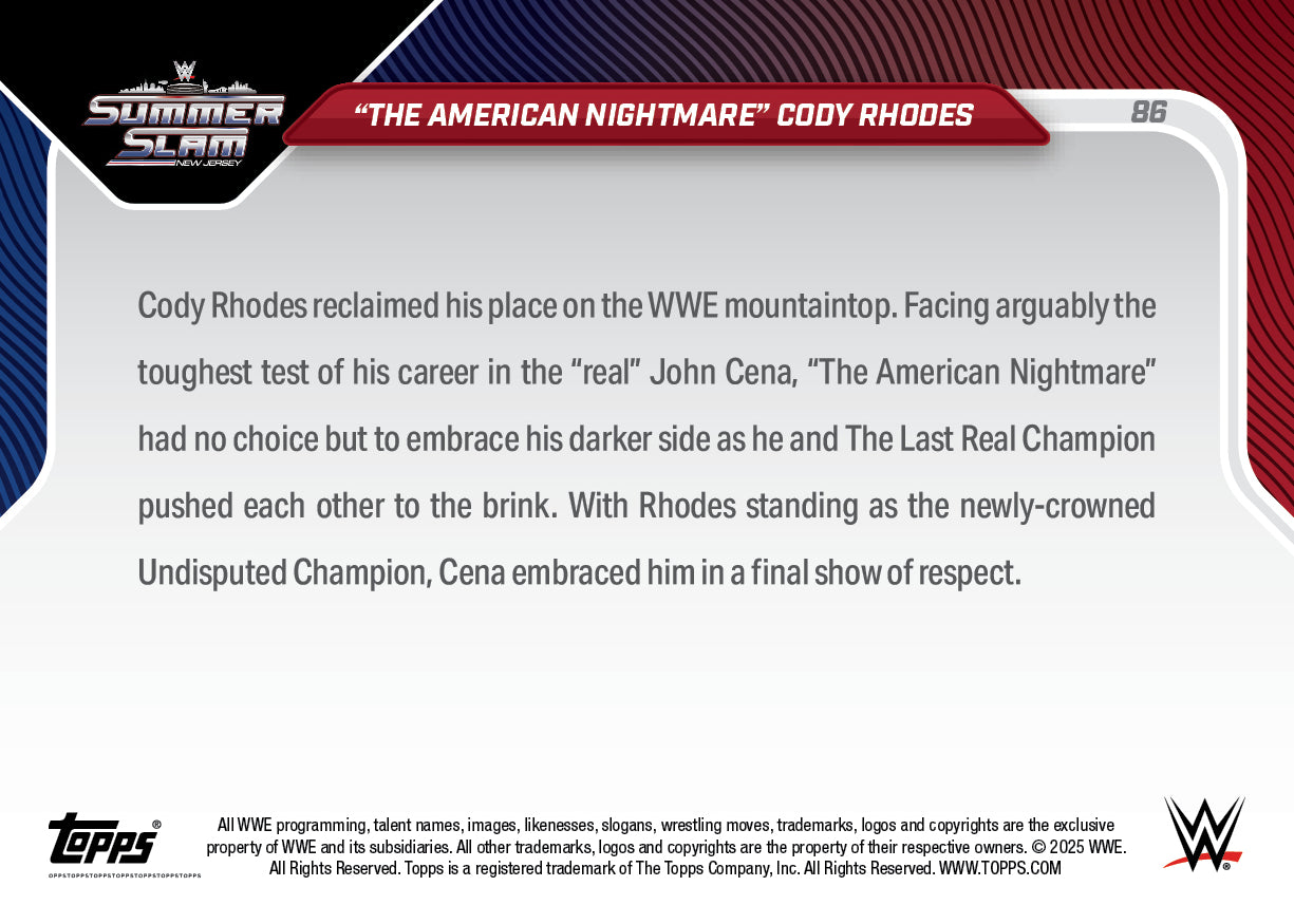 "The American Nightmare" Cody Rhodes - 2025 WWE Topps NOW® - Card 86 - LOOK FOR AUTOS