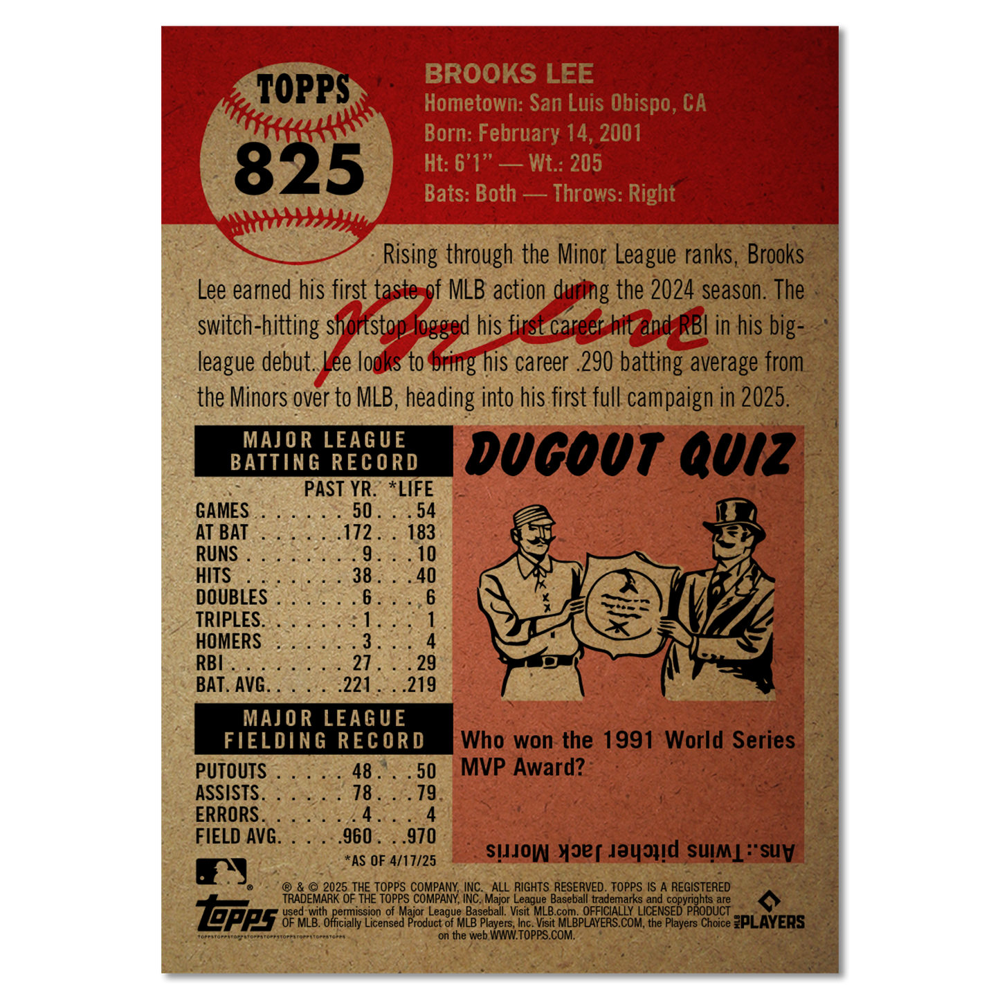 Brooks Lee - MLB Living Set® - Card 825